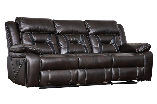 Reclining upholstered manual puller in faux leather, Brown 85.83*38.58*40.16 - Home Elegance USA