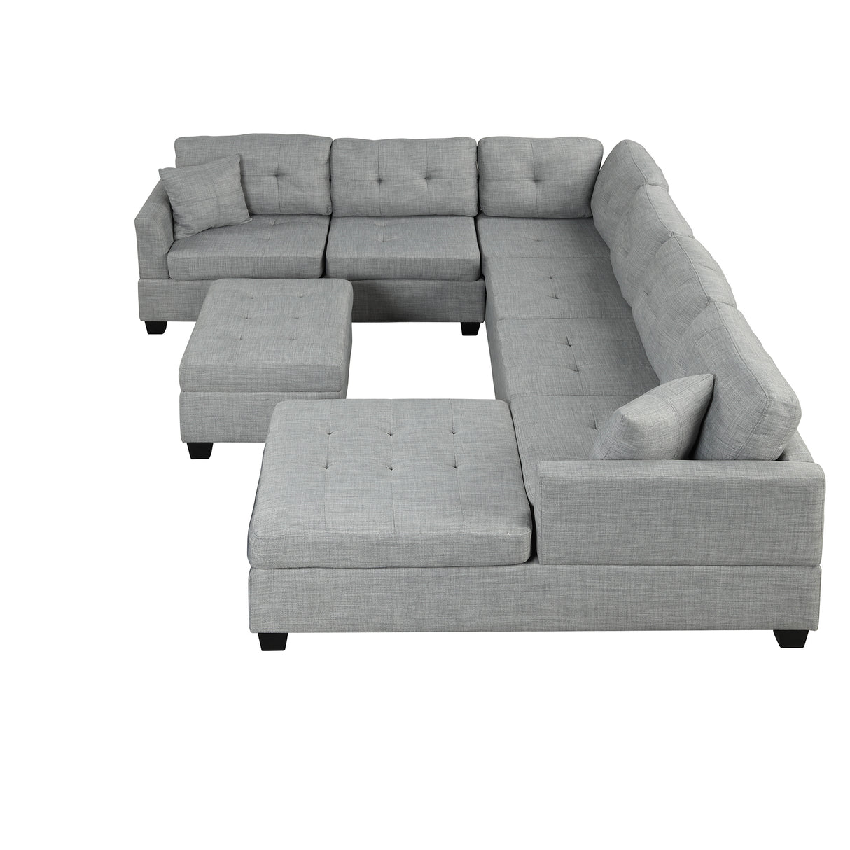 121.3" Oversized Sectional Sofa with Storage Ottoman, U Shaped Sectional Couch with 2 Throw Pillows for Large Space Dorm Apartment - SG000870AAE - image - 14