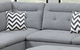 Living Room Furniture Grey Cushion Sectional w Ottoman Linen Like Fabric Sofa Chaise - Home Elegance USA