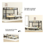 Twin over Twin & Twin Bunk Beds for 3, Twin XL over Twin & Twin Bunk Bed Metal Triple Bunk Bed, Black (Pre-sale date: June 10th) - Home Elegance USA