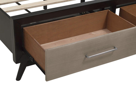 Homelegance - Raku Eastern King Platform Bed With Footboard Storage In Gray And Black - 1711K-1Ek*