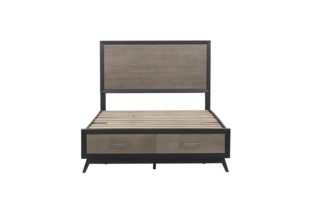 Homelegance - Raku Queen Platform Bed With Footboard Storage In Gray And Black - 1711-1*