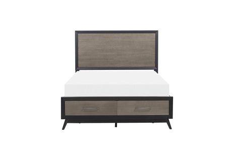 Homelegance - Raku Eastern King Platform Bed With Footboard Storage In Gray And Black - 1711K-1Ek*