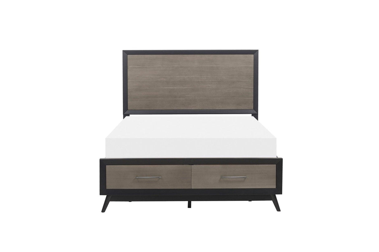 Homelegance - Raku Queen Platform Bed With Footboard Storage In Gray And Black - 1711-1*