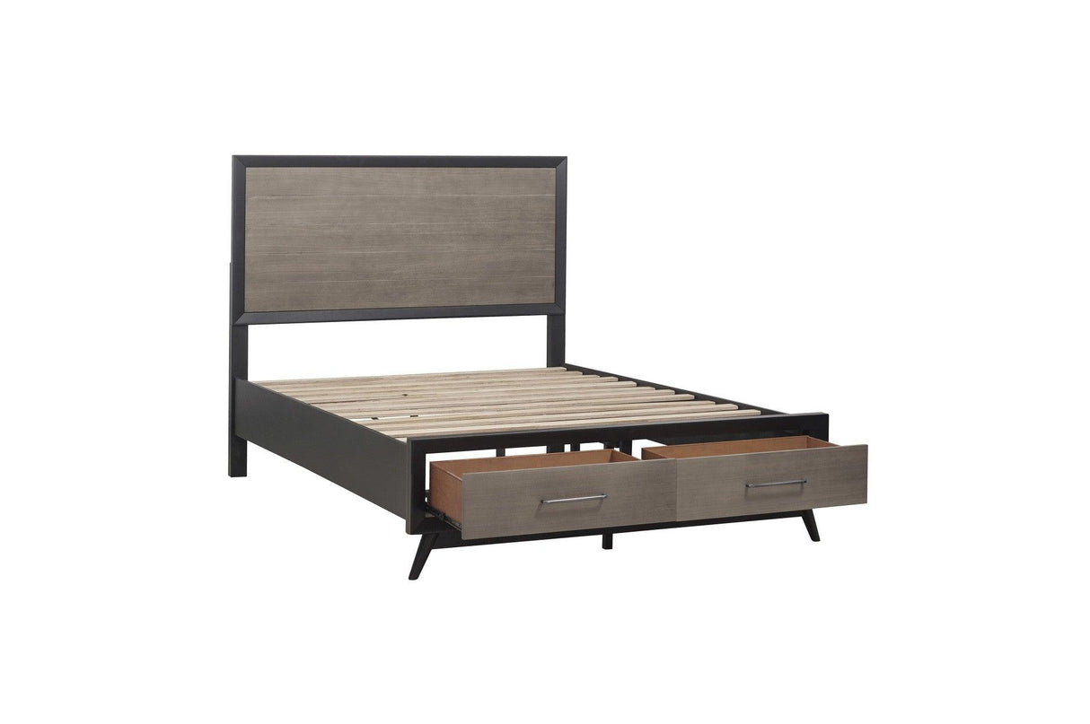Homelegance - Raku Queen Platform Bed With Footboard Storage In Gray And Black - 1711-1*