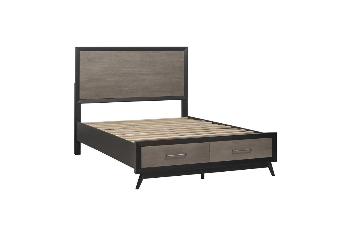 Homelegance - Raku Queen Platform Bed With Footboard Storage In Gray And Black - 1711-1*