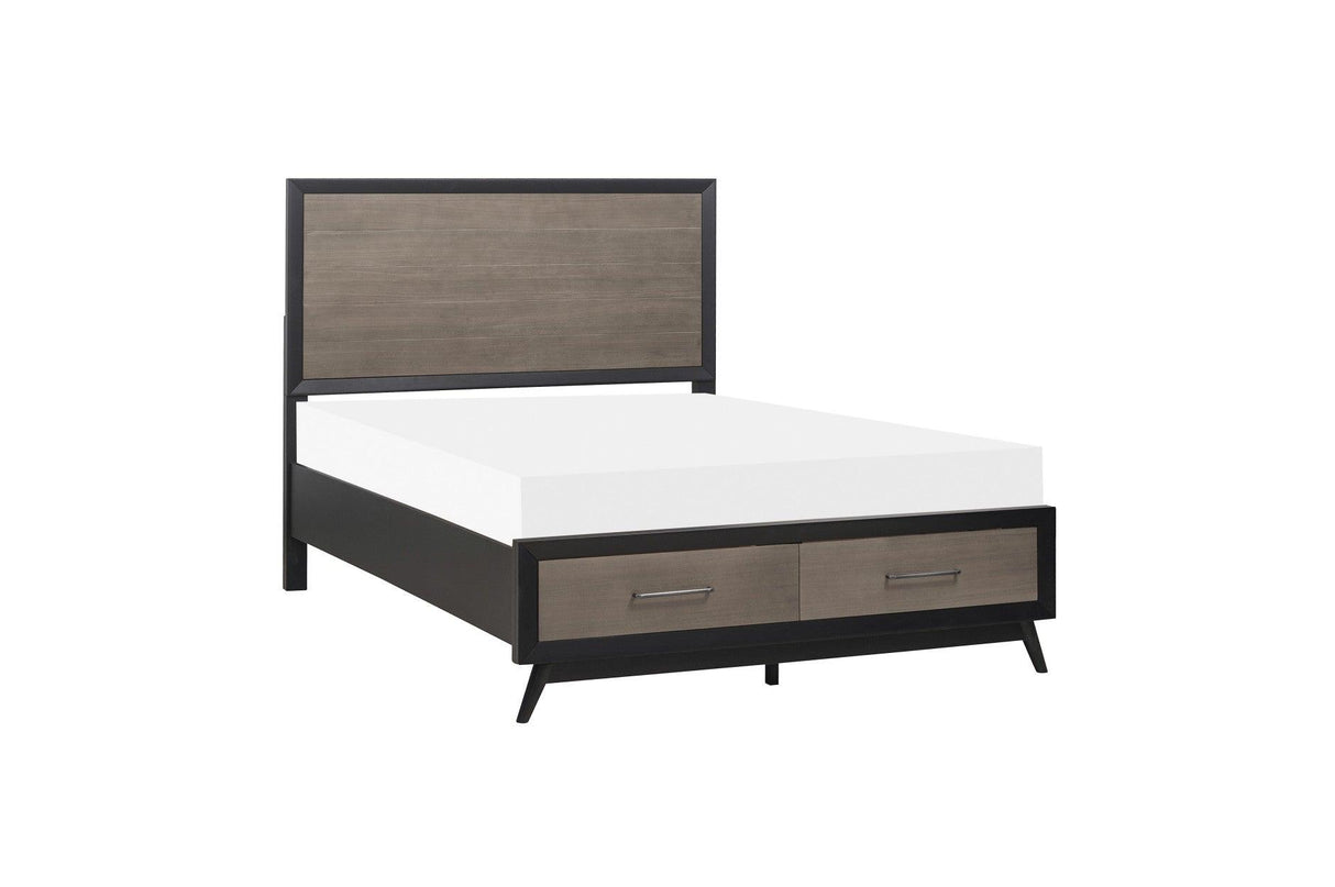 Homelegance - Raku Eastern King Platform Bed With Footboard Storage In Gray And Black - 1711K-1Ek*