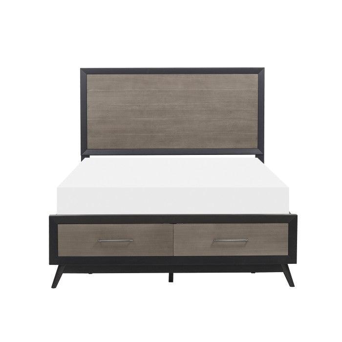 Homelegance - Raku Eastern King Platform Bed With Footboard Storage In Gray And Black - 1711K-1Ek*