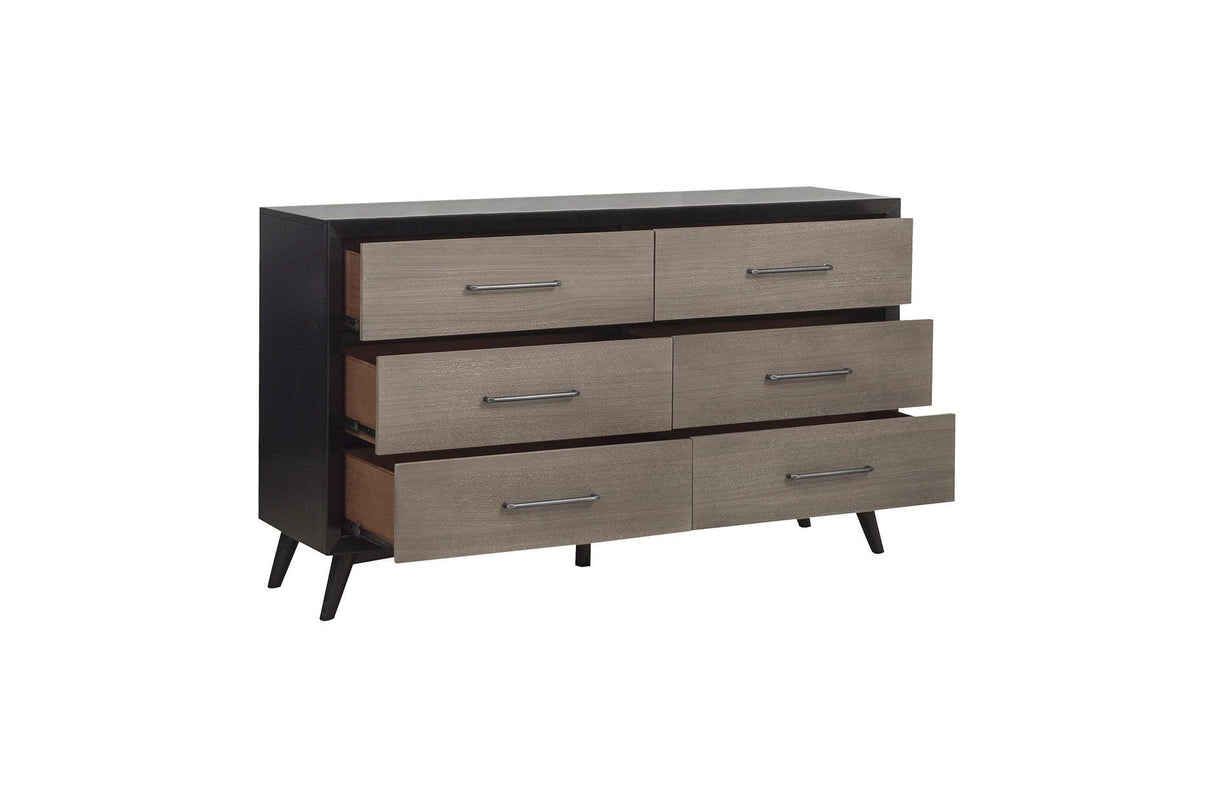 Homelegance - Raku 6 Piece Eastern King Platform Bedroom Set In Gray And Black - 1711K-1Ek-6Set