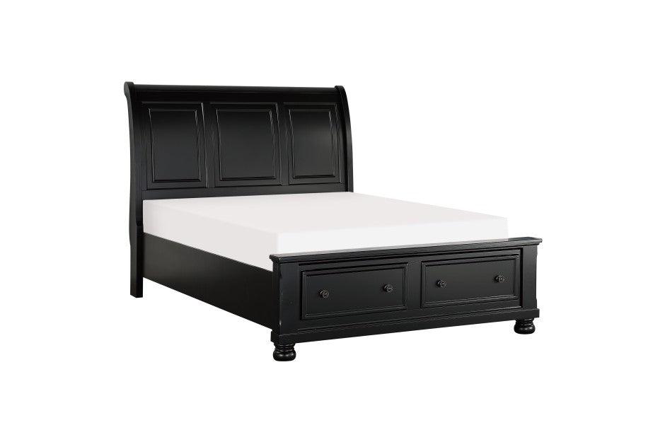 Homelegance - Laurelin Eastern King Sleigh Platform Bed With Footboard Storage In Black - 1714Kbk-1Ek*