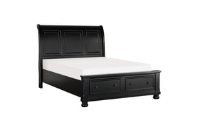 Laurelin Eastern King Sleigh Platform Bed With Footboard Storage In Black 1714Kbk-1Ek* | Homelegance
