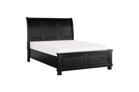 Homelegance - Laurelin Queen Sleigh Platform Bed With Footboard Storage In Black - 1714Bk-1*