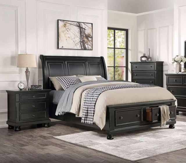 Homelegance - Laurelin 3 Piece Eastern King Platform With Storage Bedroom Set In Black - 1714Kbk-1Ek-3Set