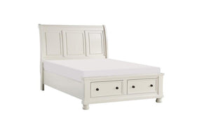 Laurelin Eastern King Sleigh Platform Bed With Footboard Storage In White 1714Kw-1Ek* | Homelegance
