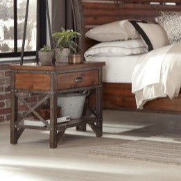 Homelegance - Holverson Brown Milk Crate 4 Piece Queen Sleigh Bedroom Set - 1715-1-4