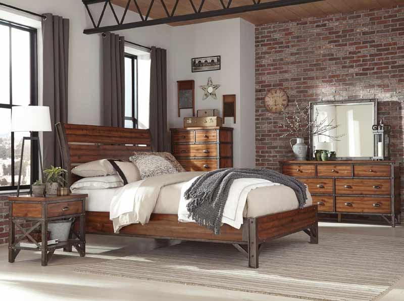 Homelegance - Holverson Brown Milk Crate 6 Piece Eastern King Sleigh Bedroom Set - 1715K-1Ek-6