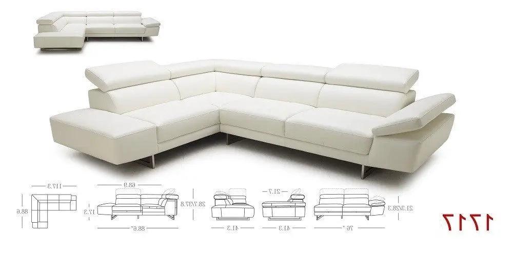 1717 Italian Leather Sectional in White by J&M Furniture J&M Furniture