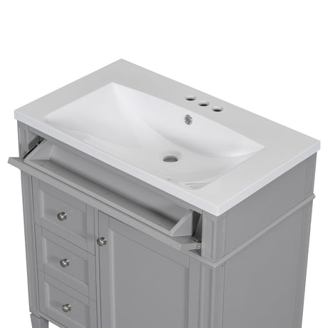 30'' Bathroom Vanity with Top Sink, Modern Bathroom Storage Cabinet with 2 Drawers and a Tip - out Drawer, Single Sink Bathroom Vanity - SW000103AAE - image - 15