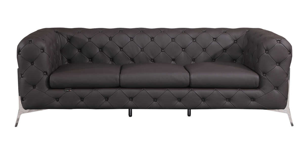 Global United Transitional Top Grain 100% Italian Leather Upholstered Sofa Home Elegance USA