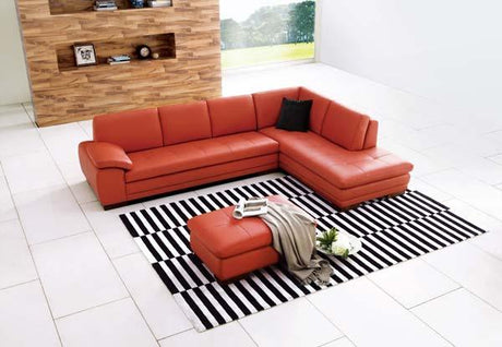 J&M Furniture - 625 Pumpkin Italian Leather Raf Sectional - 175443111-Rhfc-Pk