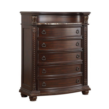 Homelegance - Cavalier Dark Cherry 5 Piece Queen Sleigh Bedroom Set - 1757-1-9