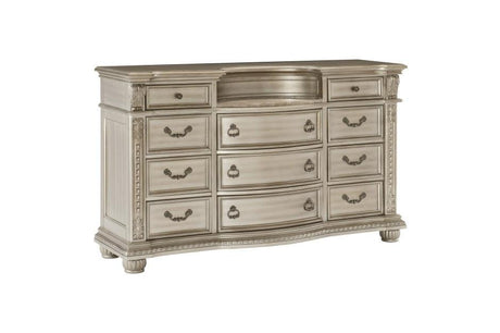 Cavalier Dresser And Mirror In Silver | Homelegance