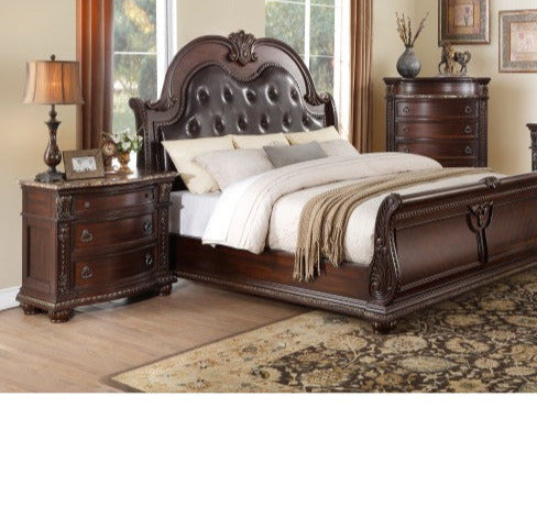 Homelegance - Cavalier Dark Cherry 3 Piece Queen Sleigh Bedroom Set - 1757-1-3