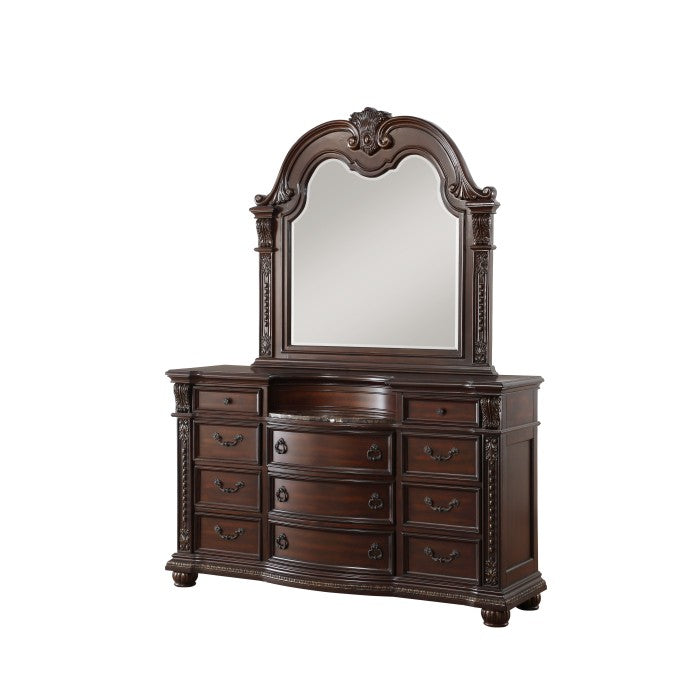 Homelegance - Cavalier Dark Cherry 5 Piece Queen Sleigh Bedroom Set - 1757-1-9