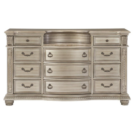 Cavalier 1757SV-5 Dresser by Homelegance | Silver Finish & Genuine Marble Insert