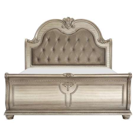Cavalier Eastern King Bed In Silver - | Homelegance
