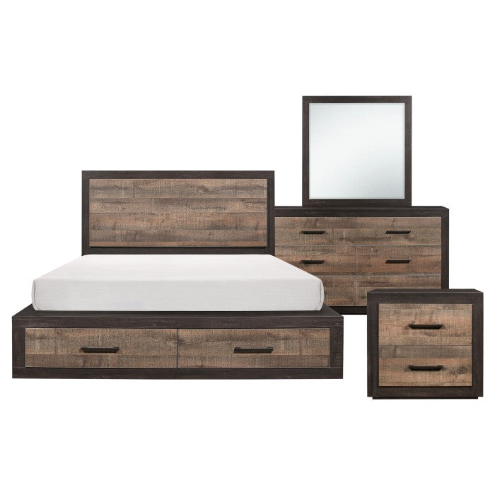 Homelegance - Miter Mahogany And Ebony 4 Piece Eastern King Platform Storage Bedroom Set - 1762K-1Ek-4