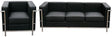 Cour Italian Leather 2 Piece Sofa Set - 176551-S-Bk-2Set | J&M