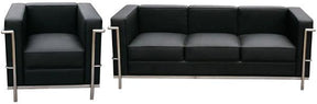 Cour Italian Leather 2 Piece Sofa Set - 176551-S-Bk-2Set | J&M