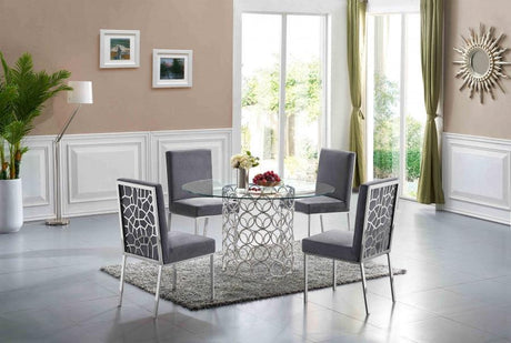 Meridian Furniture - Opal Velvet Dining Chair In Grey (Set Of 2) - 736Grey-C