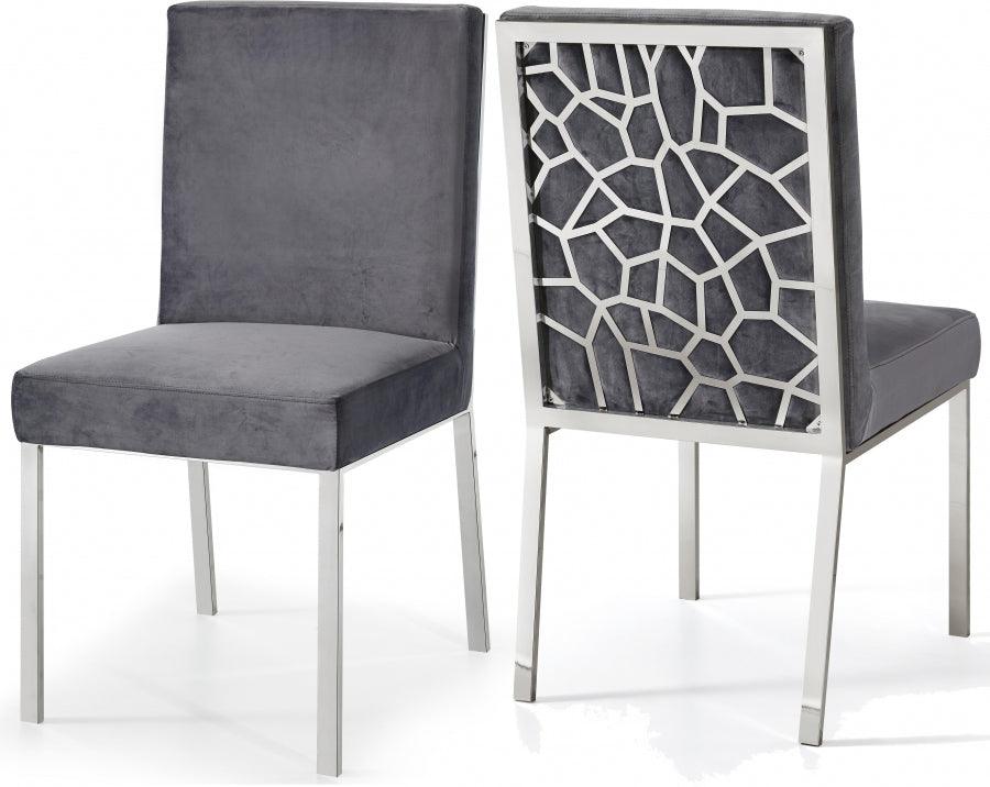 Meridian Furniture - Opal Velvet Dining Chair In Grey (Set Of 2) - 736Grey-C