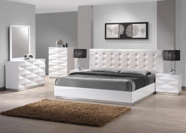 J&M Furniture - Verona White Lacquer  5 Piece Full Platform Bedroom Set - 17688-F-5Set