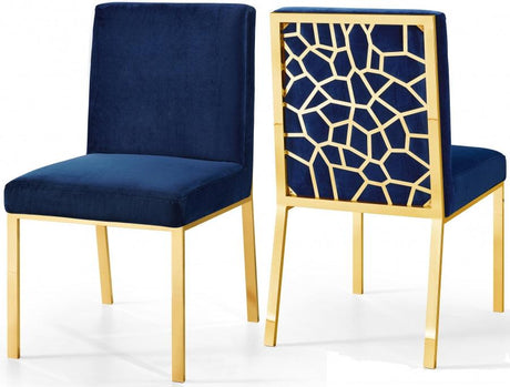 Meridian Furniture - Opal Velvet Dining Chair In Navy (Set Of 2) - 737Navy-C