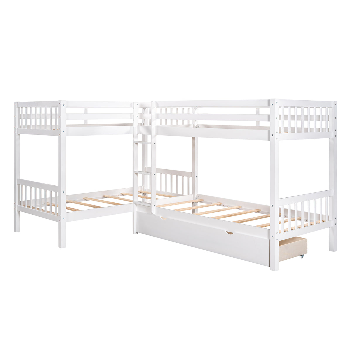 Twin L-Shaped Bunk bed with Drawers-Gray(OLD SKU :LP000038AAK) - Home Elegance USA