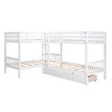 Twin L-Shaped Bunk bed with Drawers-Gray(OLD SKU :LP000038AAK) - Home Elegance USA