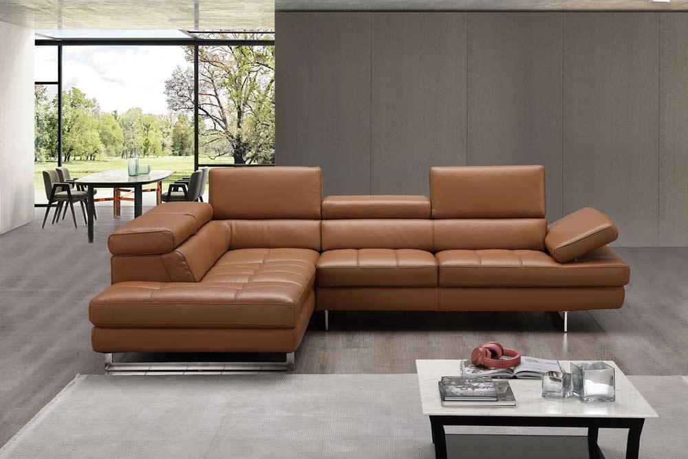 A761 Italian Leather Sectional Caramel In Left Hand Facing - 17855211 - Lhfc | J&M | Home Elegance USA