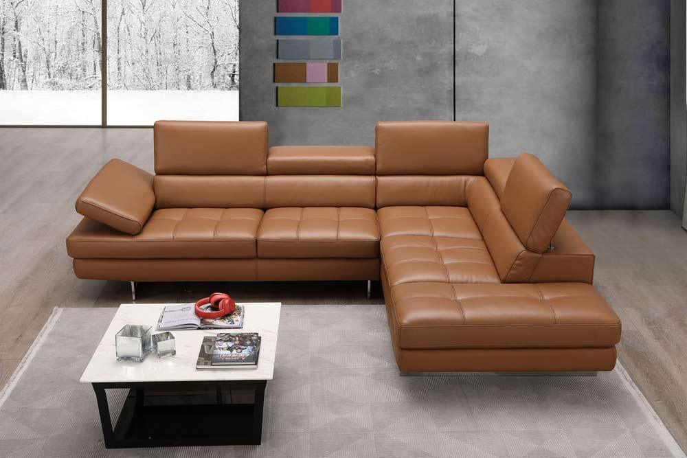 J&M Furniture - A761 Italian Leather Sectional Caramel In Right Hand Facing - 17855211-Rhfc