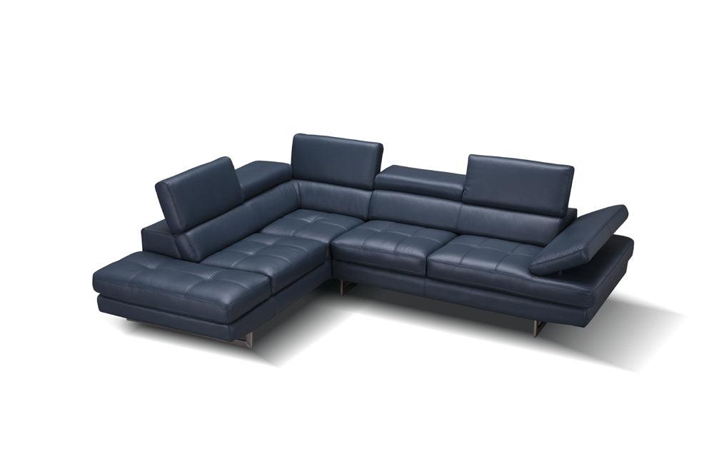 J&M Furniture - A761 Italian Leather Sectional Blue In Left Hand Facing - 178553-Lhfc