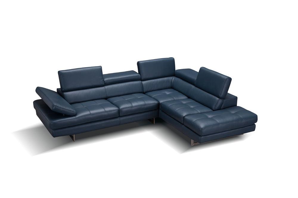 A761 Italian Leather Sectional Blue In Right Hand Facing - 178553 - Rhfc | J&M | Home Elegance USA