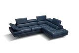 J&M Furniture - A761 Italian Leather Sectional Blue In Right Hand Facing - 178553-Rhfc