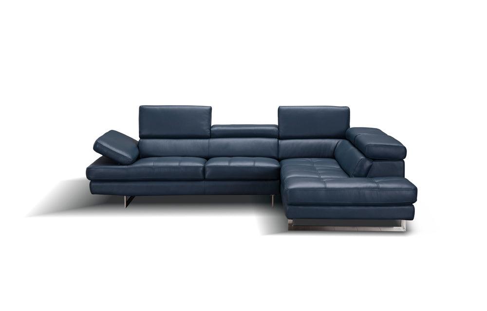 A761 Italian Leather Sectional Blue In Right Hand Facing - 178553 - Rhfc | J&M | Home Elegance USA