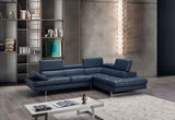 J&M Furniture - A761 Italian Leather Sectional Blue In Right Hand Facing - 178553-Rhfc