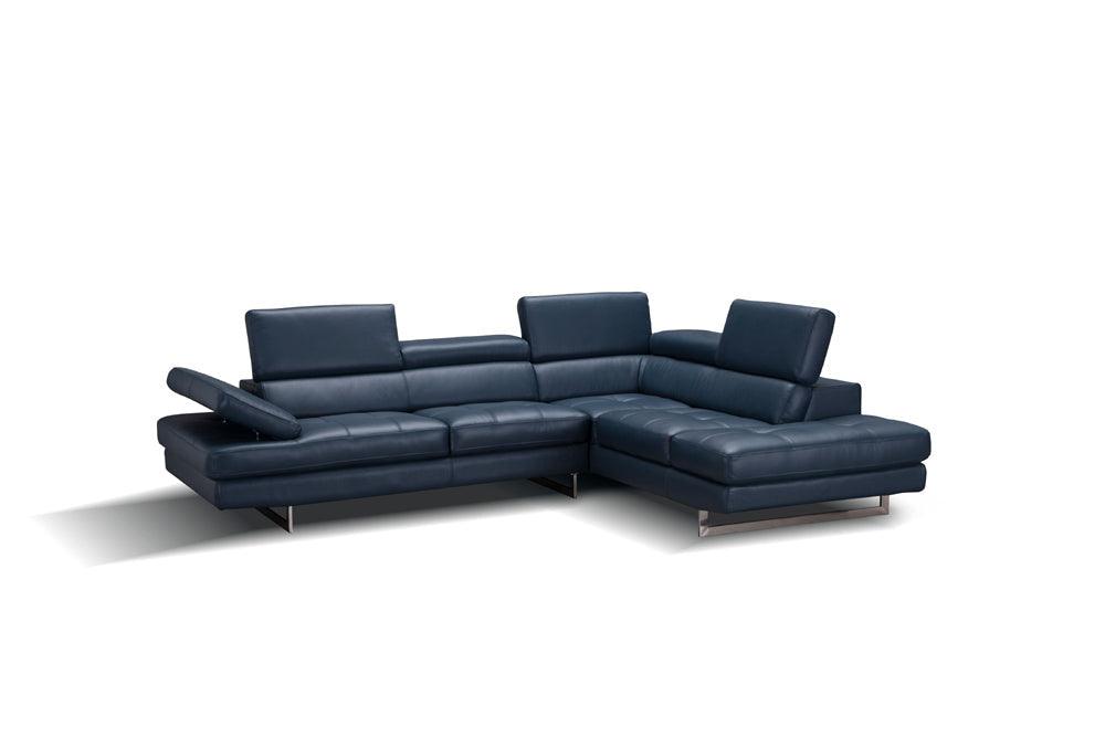 A761 Italian Leather Sectional Blue In Right Hand Facing - 178553 - Rhfc | J&M | Home Elegance USA