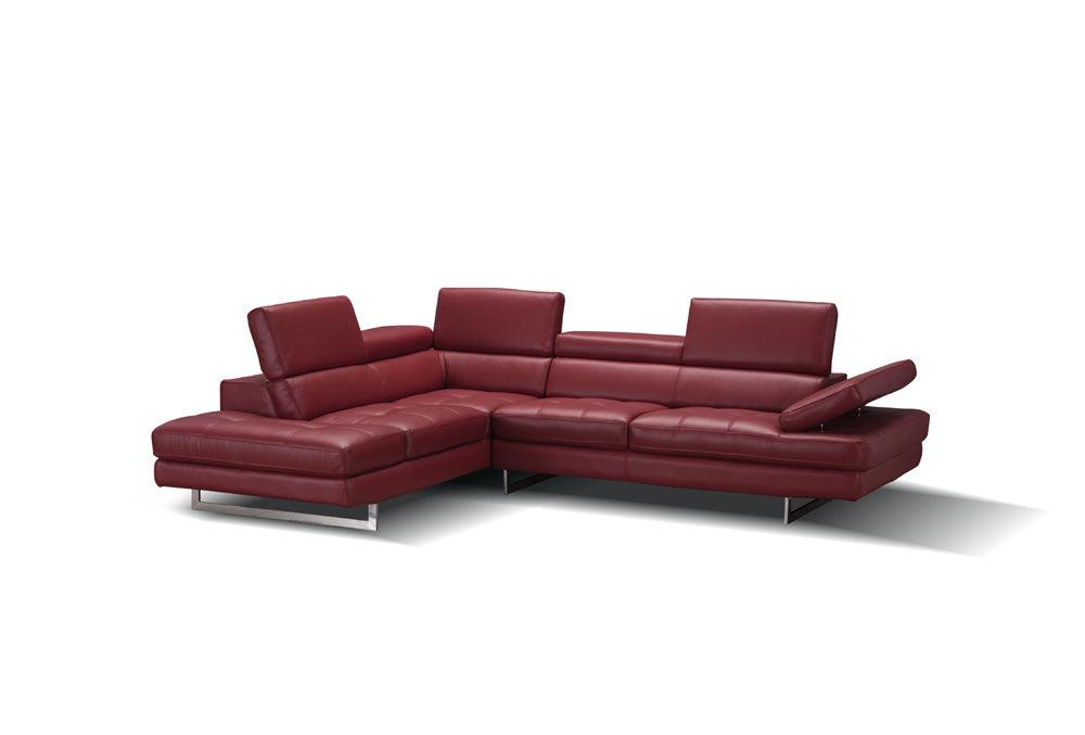 J&M Furniture - A761 Italian Leather Sectional Red In Left Hand Facing - 178554-Lhfc