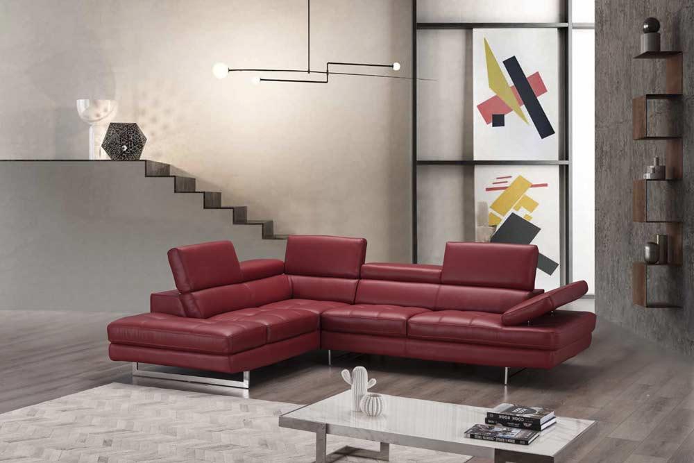 J&M Furniture - A761 Italian Leather Sectional Red In Left Hand Facing - 178554-Lhfc