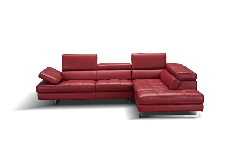 A761 Italian Leather Sectional Red In Right Hand Facing - 178554 - Rhfc | J&M | Home Elegance USA